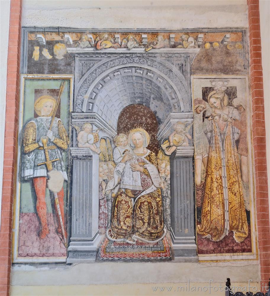 San Nazzaro Sesia (Novara, Italy) - Madonna enthroned between Saints Sebastian and Agatha in the Abbey of Saints Nazario and Celso